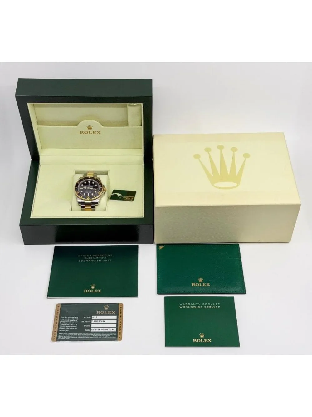 2013 Rolex Submariner Date 116613LN 40mm Two Tone Black 18K Gold Box Papers
